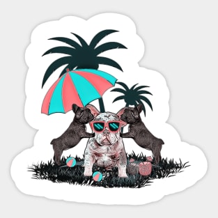 summer bulldog beach Sticker